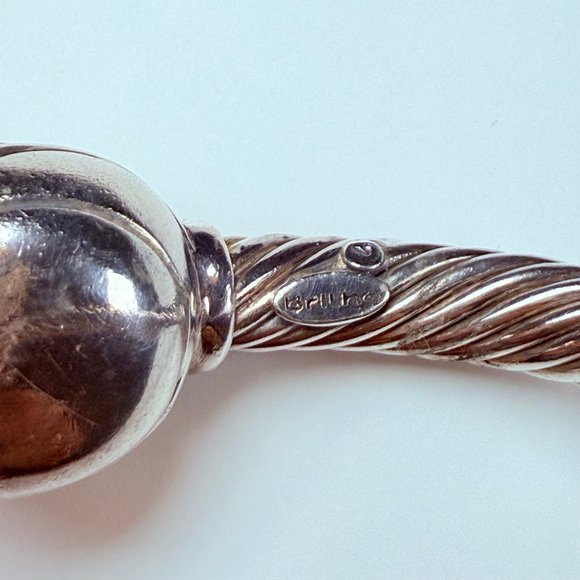 14K Gold Renaissance Cubic Zirconia Cable Cuff Sterling Silver 925 Bracelet - Picture 6 of 12